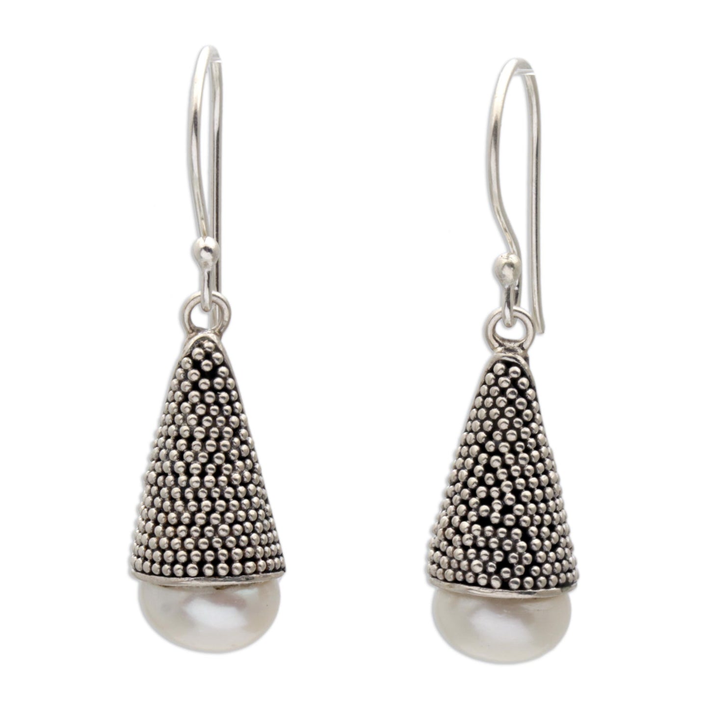 Moonlight Cones Indonesian Cultured Pearl and Sterling Silver Earrings