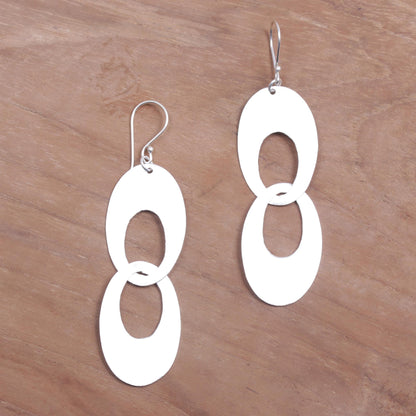 Loving Bond Sterling Silver Modern Circle Dangle Earrings from Indonesia