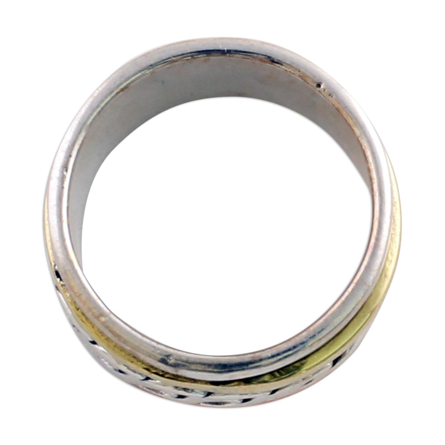 Spinning Braid Mixed Metal Meditation Spinner Ring