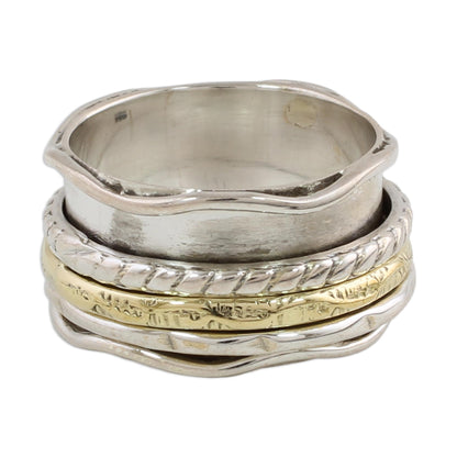 Spinning Grace Silver & Brass Meditation Ring