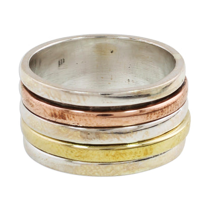 Sleek Simplicity Tri-Tone Meditation Spinner Ring