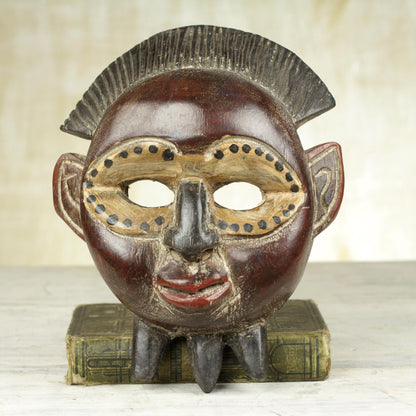 Divine Akwadaa Nyame Hand Crafted African Sese Wood Mask by a Ghanaian Artisan