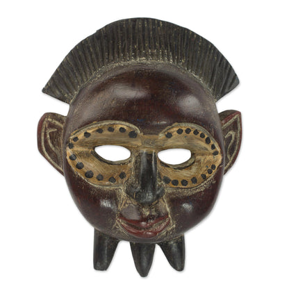 Divine Akwadaa Nyame Hand Crafted African Sese Wood Mask by a Ghanaian Artisan