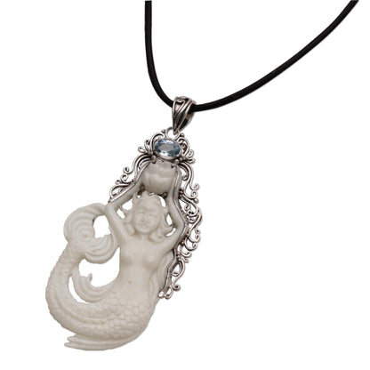 Mermaid Fantasy Leather Pendant Necklace