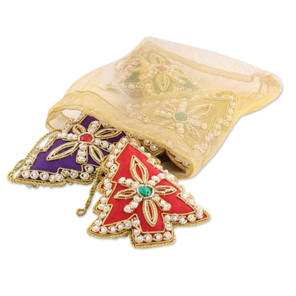 Colorful Trees Holiday Ornament
