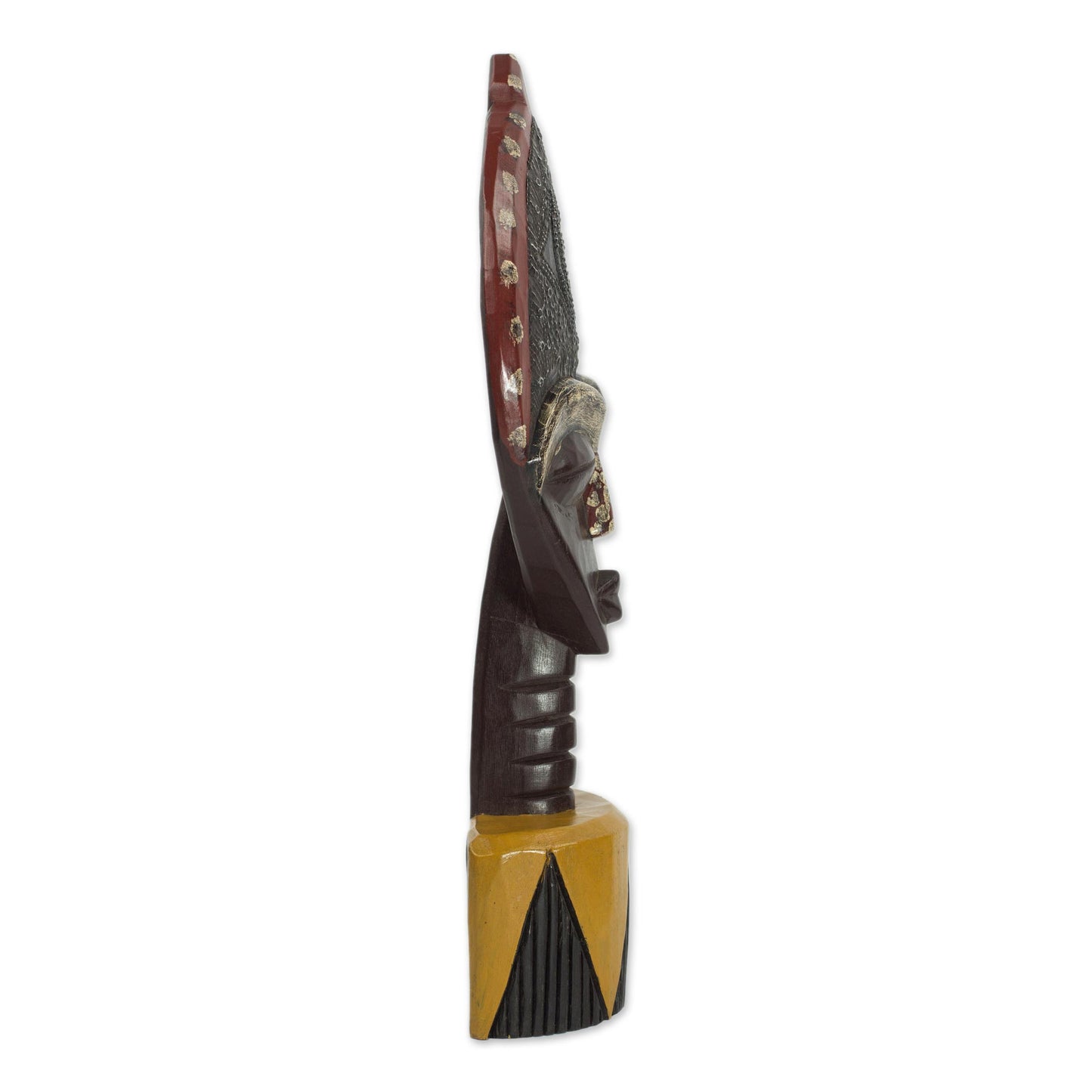 Biakoye Mask Ghanaian Sese Wood Mask Sculpture with Aluminum Plating