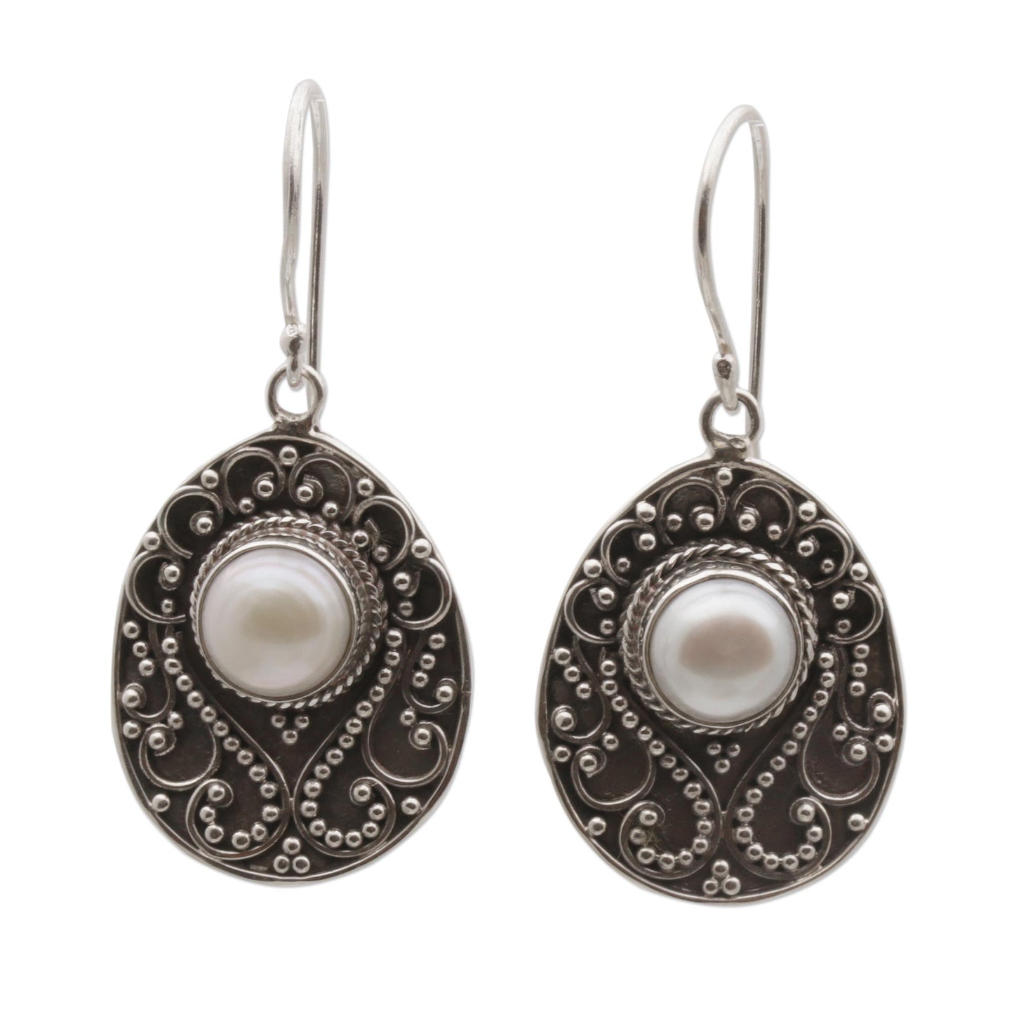 Moon Curves Cultured Mabe Pearl and Sterling Silver Dangle Earrings