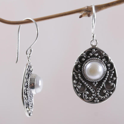 Moon Curves Cultured Mabe Pearl and Sterling Silver Dangle Earrings