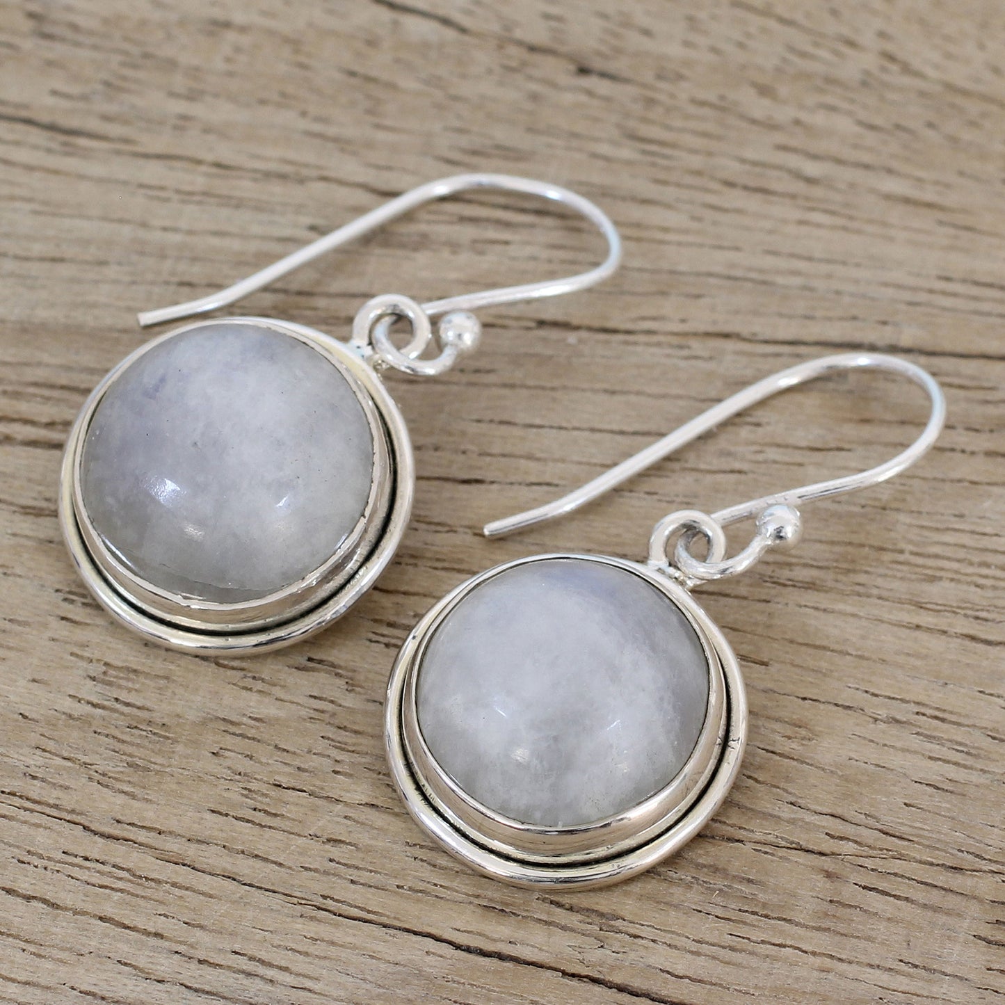 Alluring Mist Rainbow Moonstone Dangle Earrings by Indian Artisans