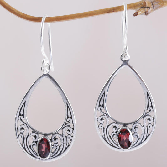 Elegant Tears Garnet & Silver Teardrop Earrings