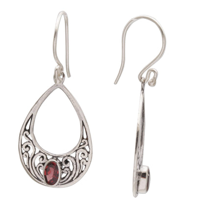 Elegant Tears Garnet & Silver Teardrop Earrings