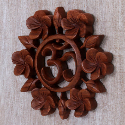 Soul at Peace Hand Carved Suar Wood Wall Relief Panel from Indonesia