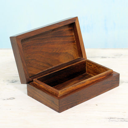 Spring Blossoms Hand Carved Decorative Mango Wood Box from India