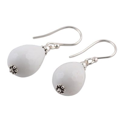 Pure Wonder White Agate & Silver Earrings