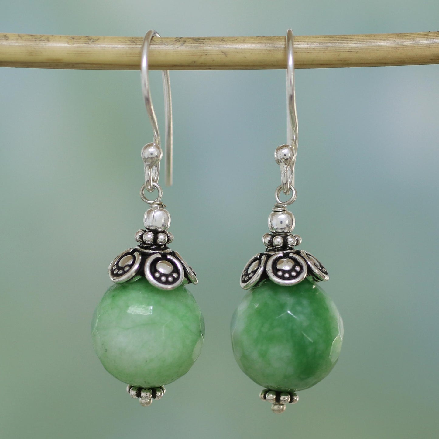 Green Delight Green Aventurine and Sterling Silver Dangle Earrings