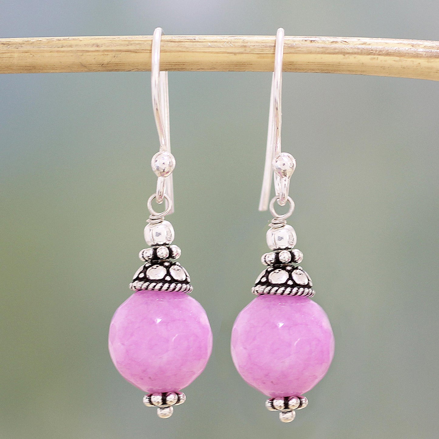 Delightful Pink Aventurine & Silver Earrings