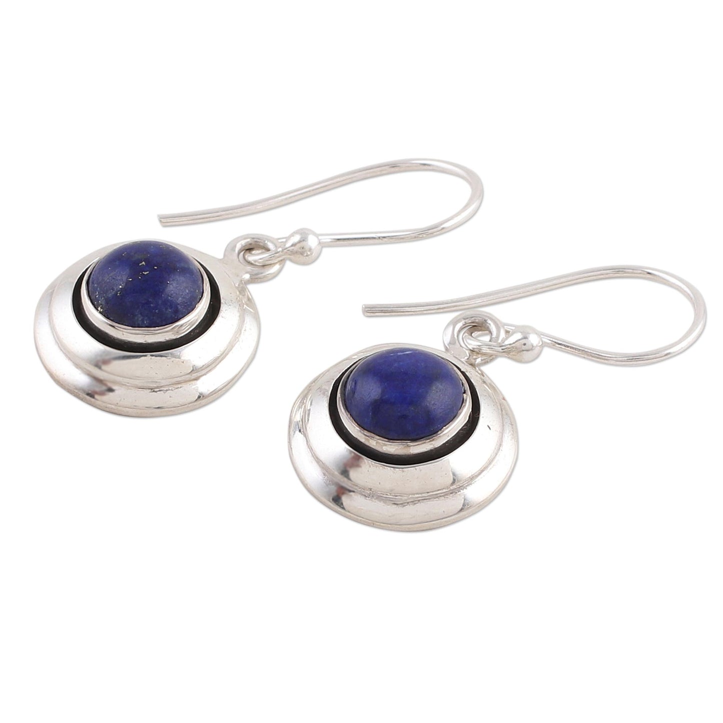 Midnight Discs Contemporary Lapis Lazuli and Sterling Silver Earrings