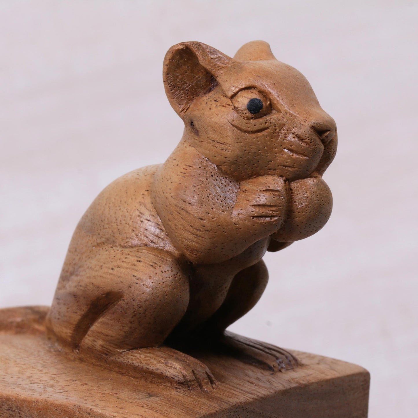 Charming Mouse in Brown Wood Door Stopper