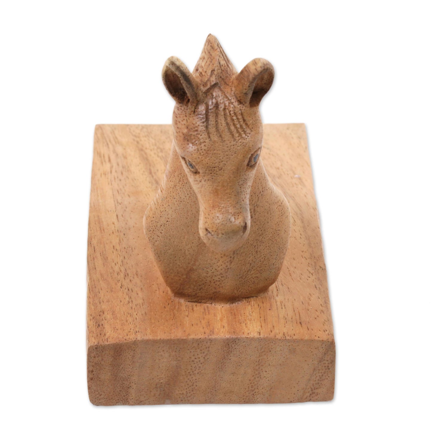 Handy Horse in Brown Hand Carved Suar Wood Horse Door Stopper in Brown from Bali