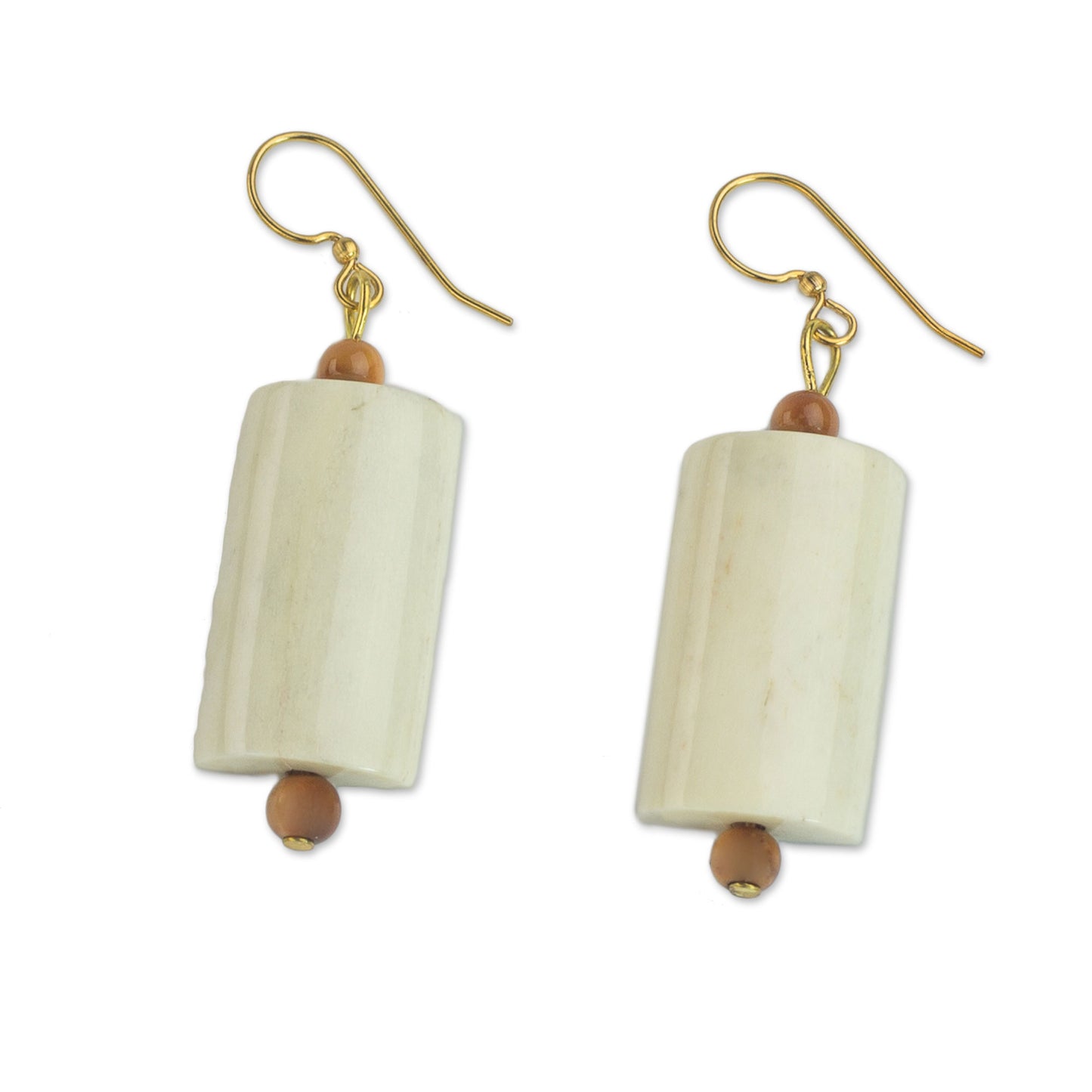 Glowing Path Hand Crafted Cow Bone Dangle Earrings from West Africa