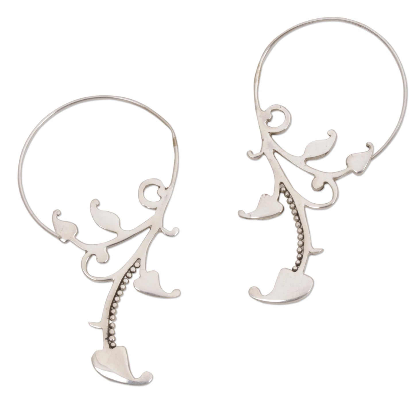 Dotted Vines 925 Sterling Silver Dotted Half-Hoop Earrings from Bali