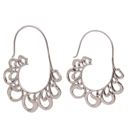 Paisley Majesty Silver Half Hoop Earrings