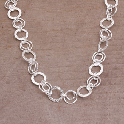 Stellar Rings 925 Sterling Silver Modern Chain Necklace from Bali