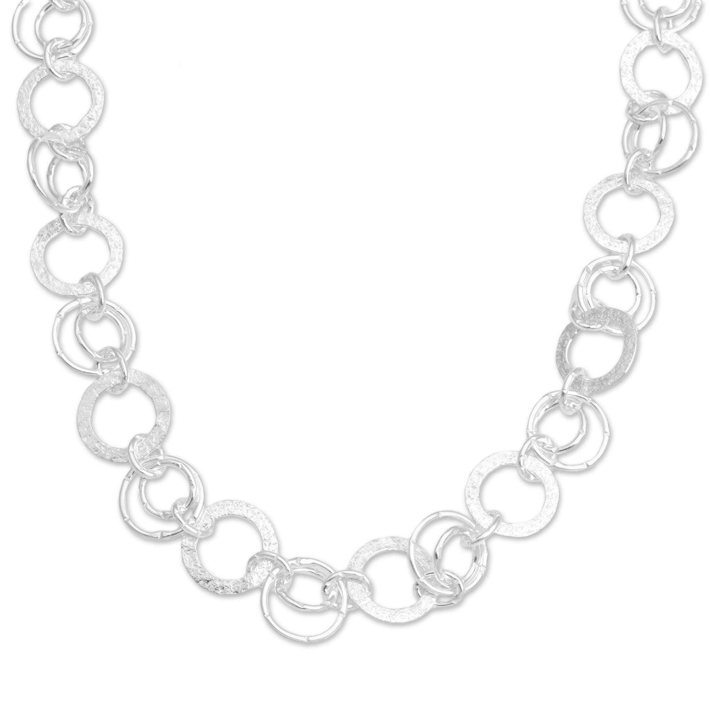 Stellar Rings 925 Sterling Silver Modern Chain Necklace from Bali