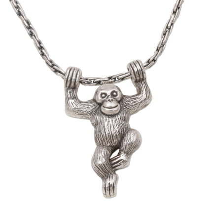 Monkey Charm Silver Pendant Necklace