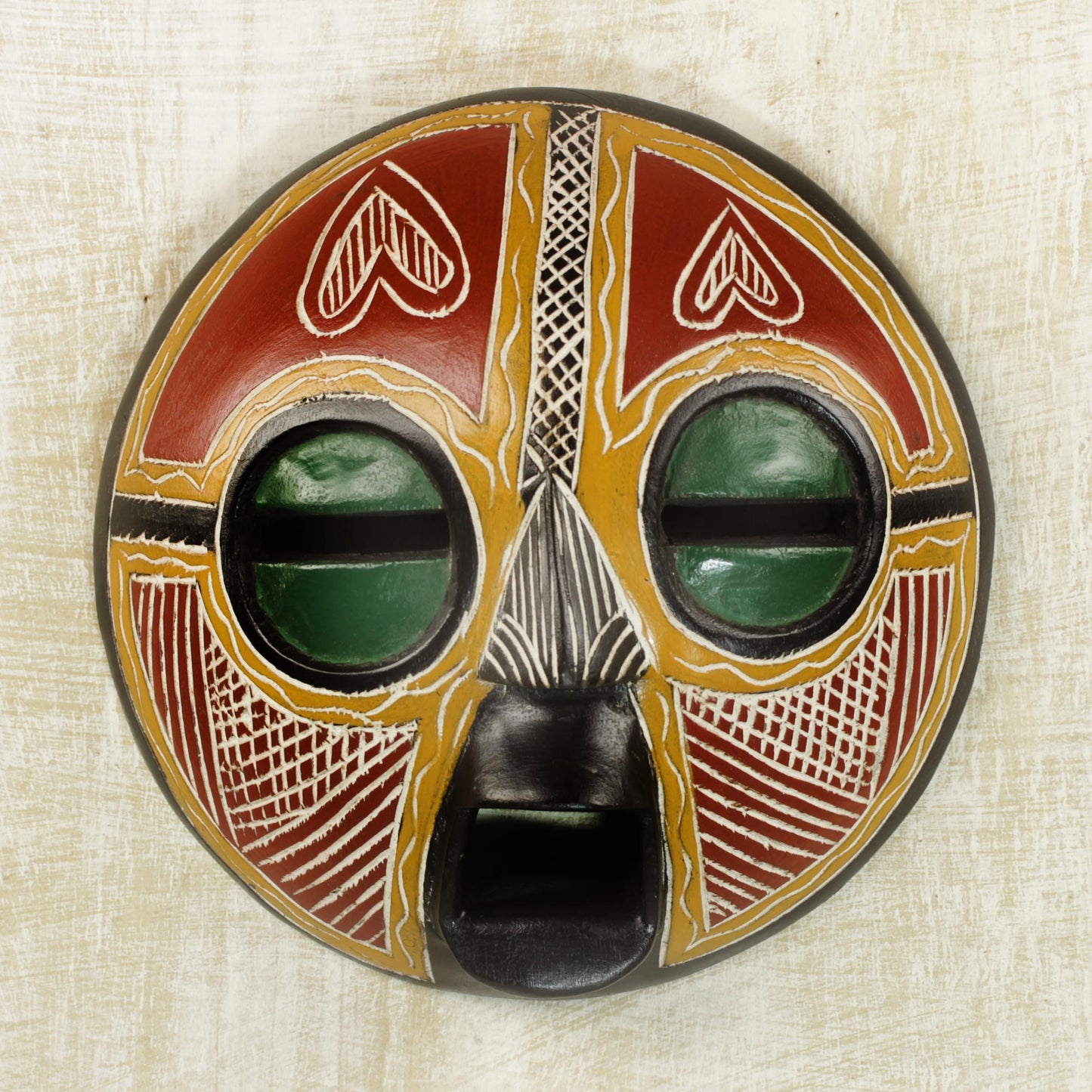 Heart of Africa Handcrafted African Sese Wood Wall Mask from Ghana