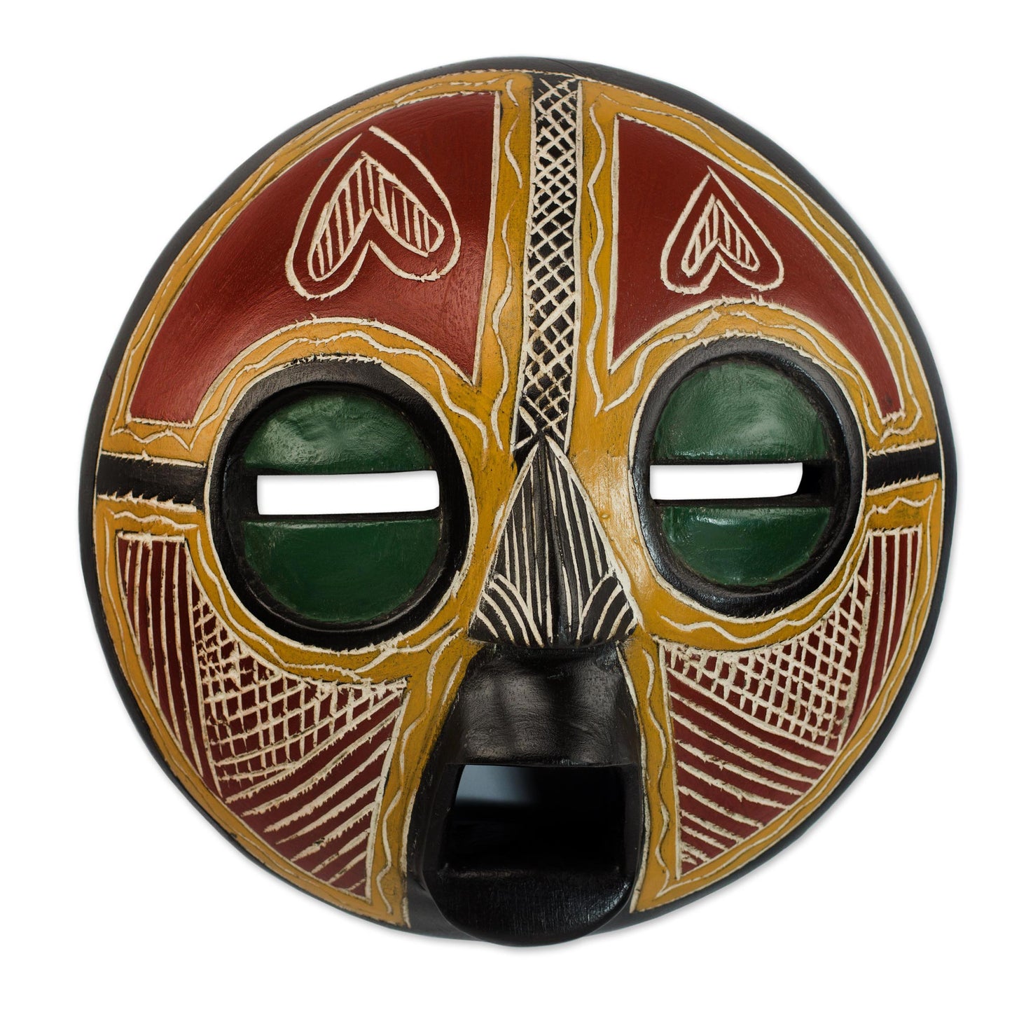 Heart of Africa Handcrafted African Sese Wood Wall Mask from Ghana