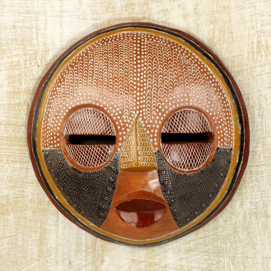 There is Time Handcrafted African Sese Wood Wall Mask from Ghana