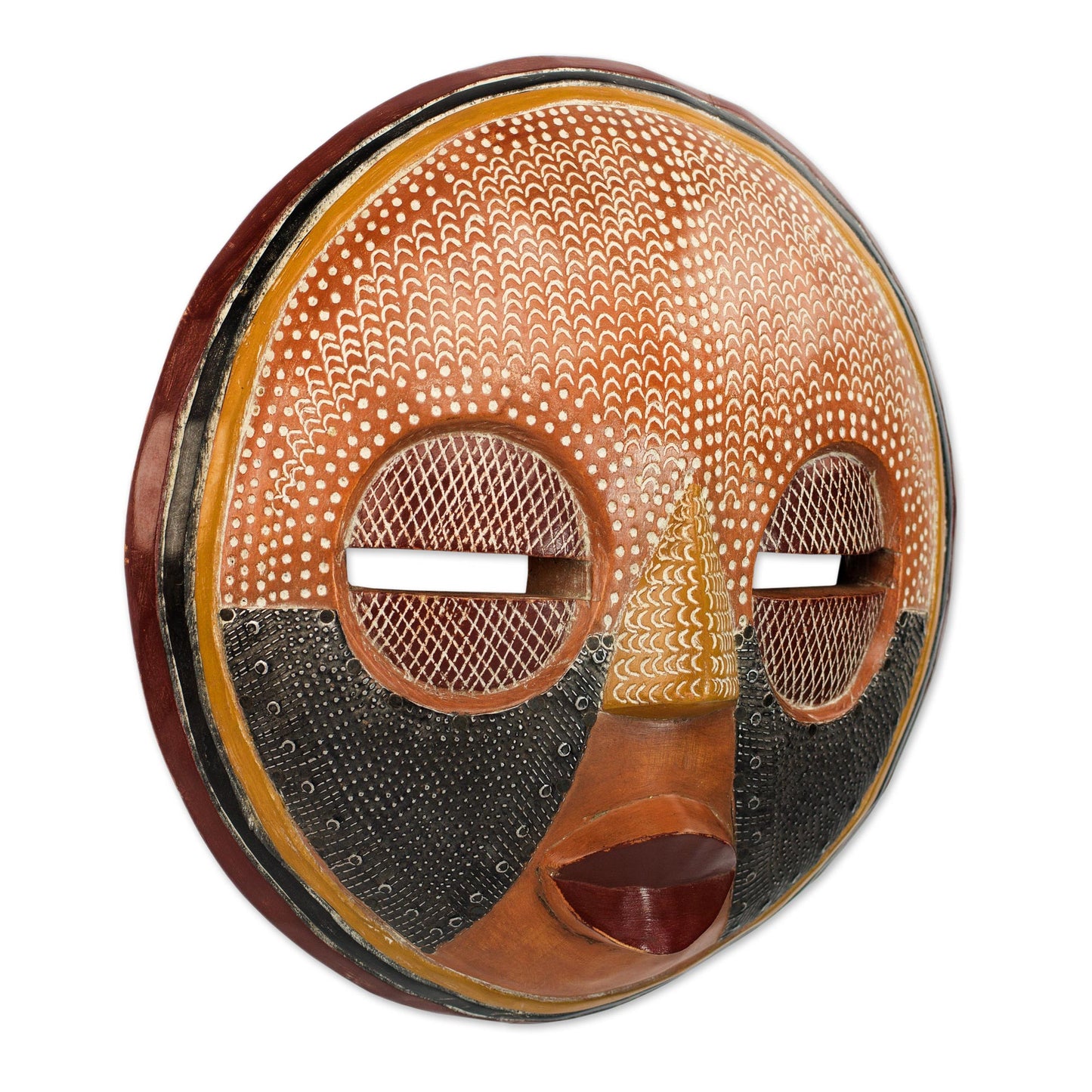 There is Time Handcrafted African Sese Wood Wall Mask from Ghana