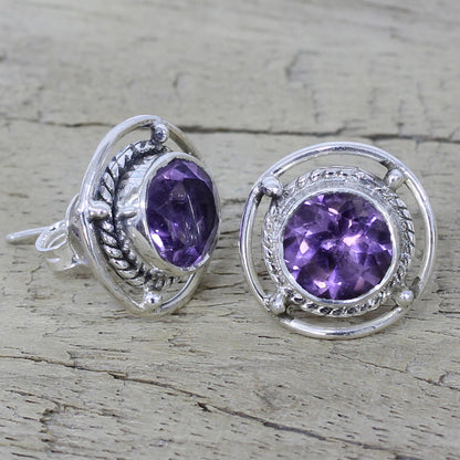 Purple Wheels Amethyst Stud Earrings