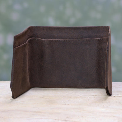 Chestnut Trifold Handcrafted Trifold Chestnut Brown Men's Leather Wallet