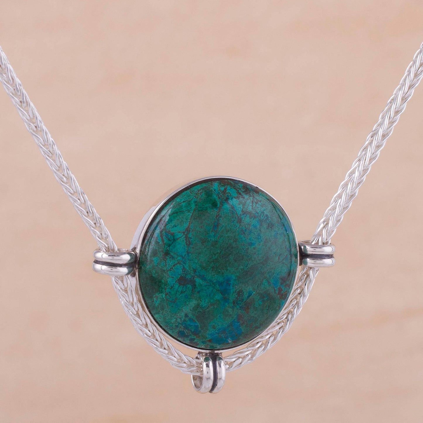 Essence of Time Andean Chrysocolla and Sterling Silver Pendant Necklace