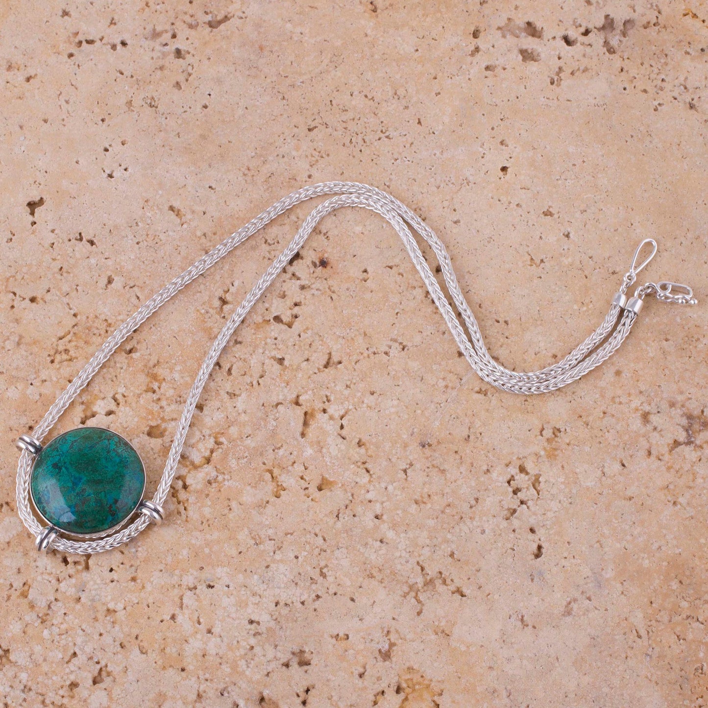 Essence of Time Andean Chrysocolla and Sterling Silver Pendant Necklace