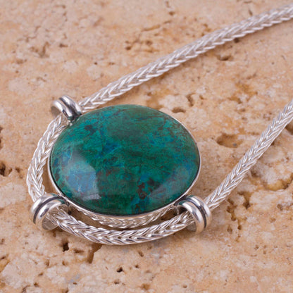 Essence of Time Andean Chrysocolla and Sterling Silver Pendant Necklace