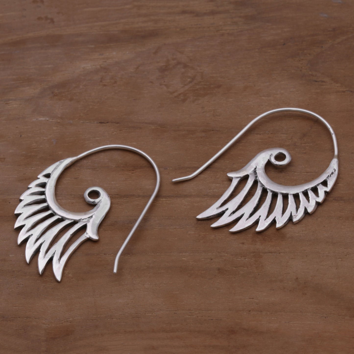 Winged Beauty Spiral Sterling Silver Earrings