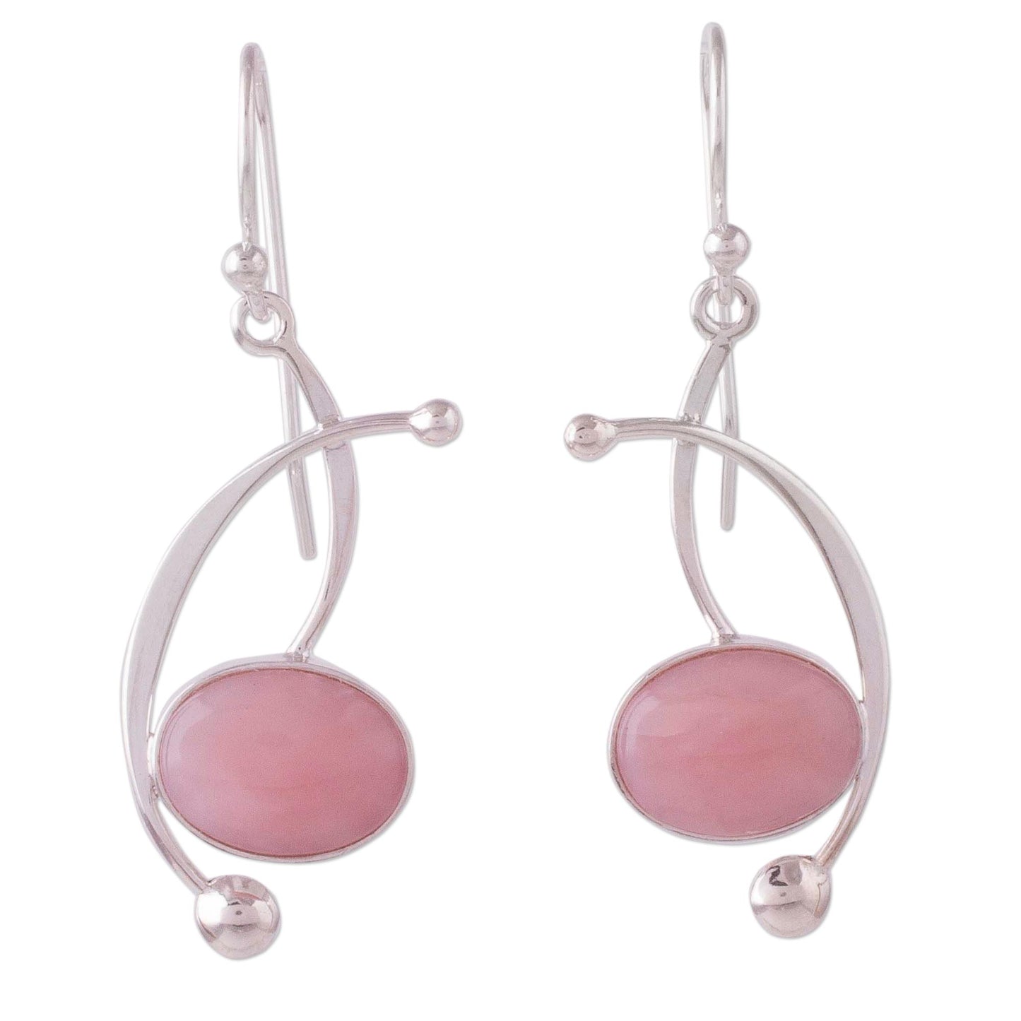 Crescent Eyes Rose Quartz Dangle Earrings