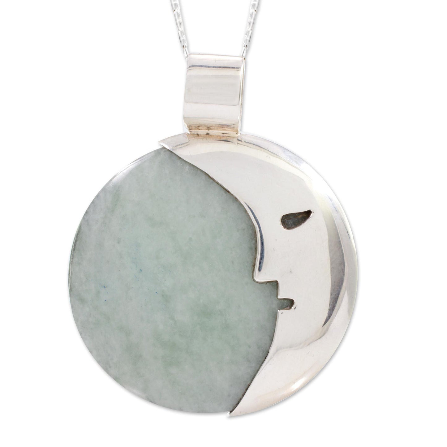 Face of the Moon Jade Pendant Necklace