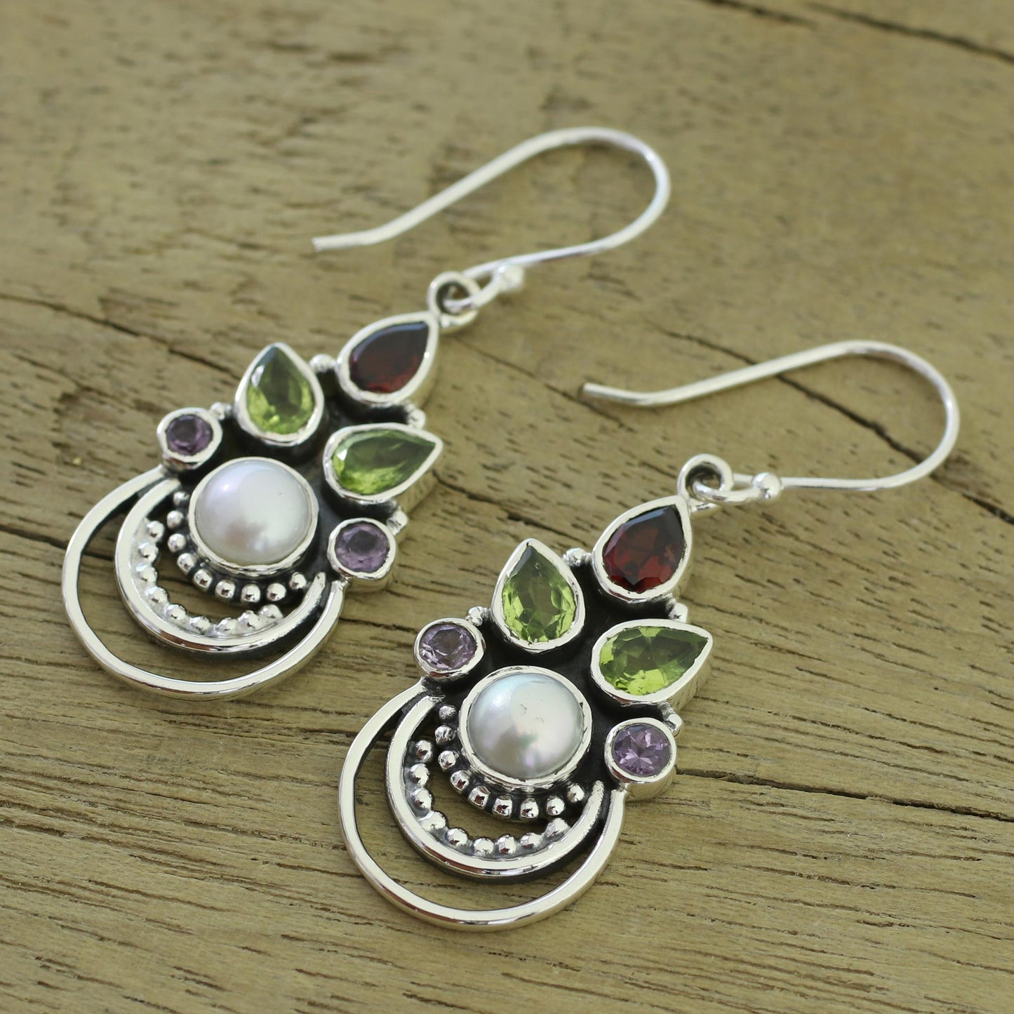 Crowned Glory Multi-Gem & Pearl Earrings