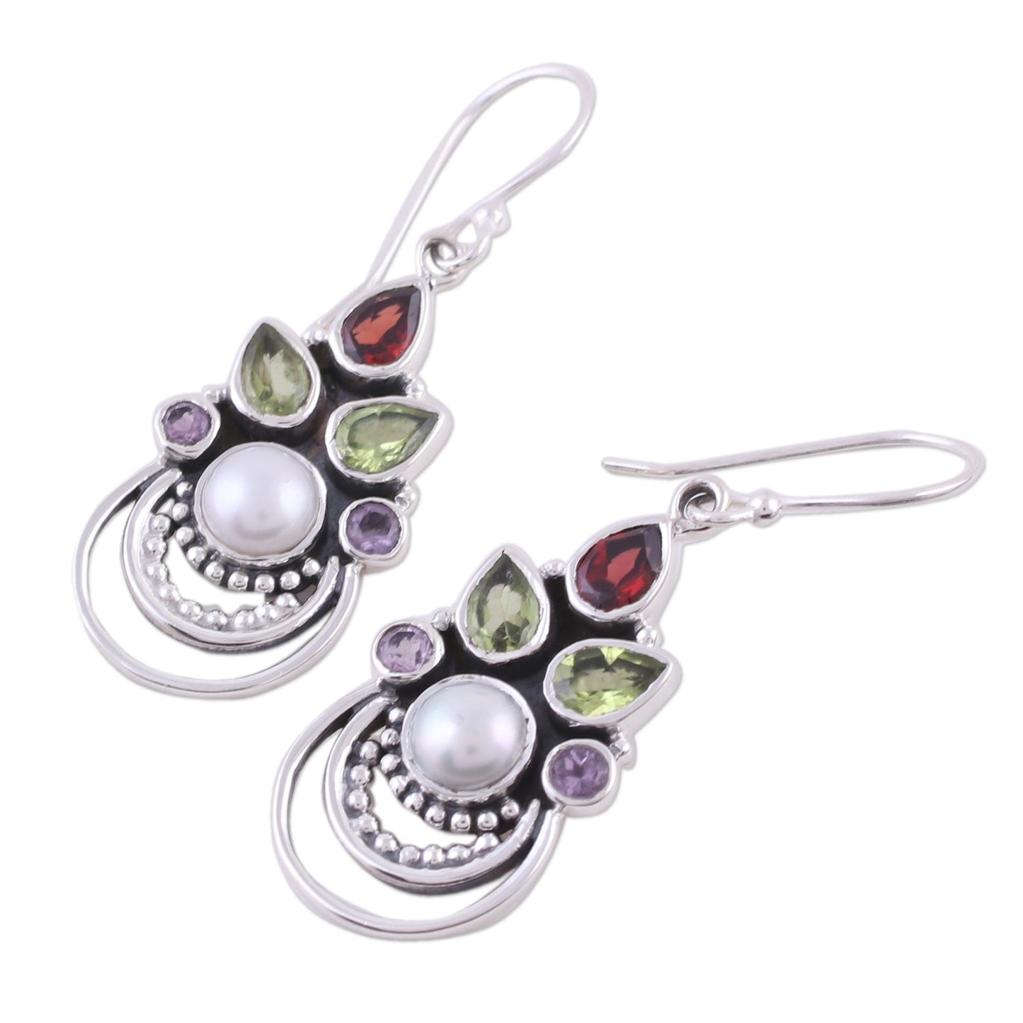 Crowned Glory Multi-Gem & Pearl Earrings