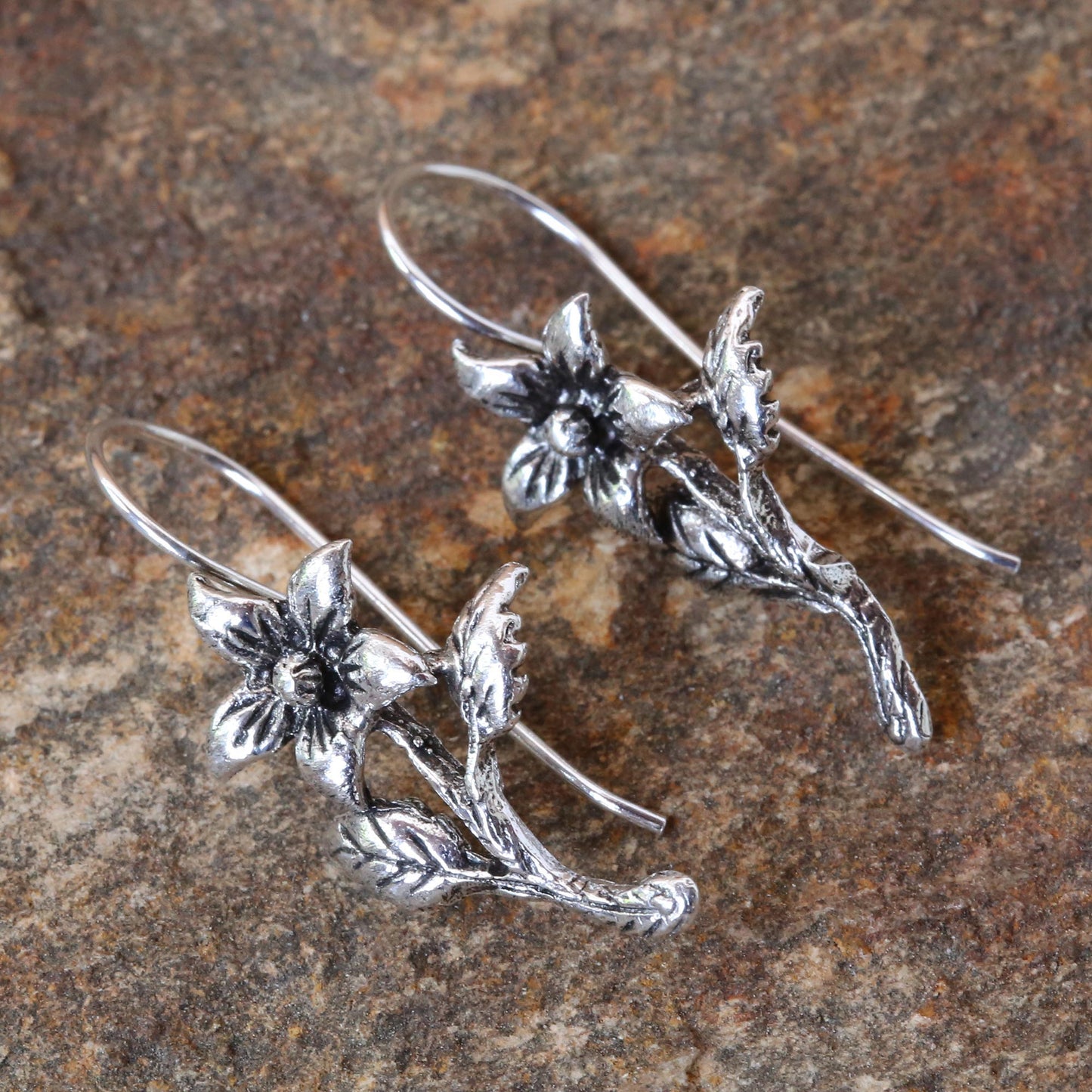 Summer Blooming Sterling Silver Blooming Flower Earrings from Thailand