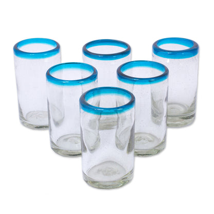 Sky Blue Halos Handblown Glass Tumbler Set