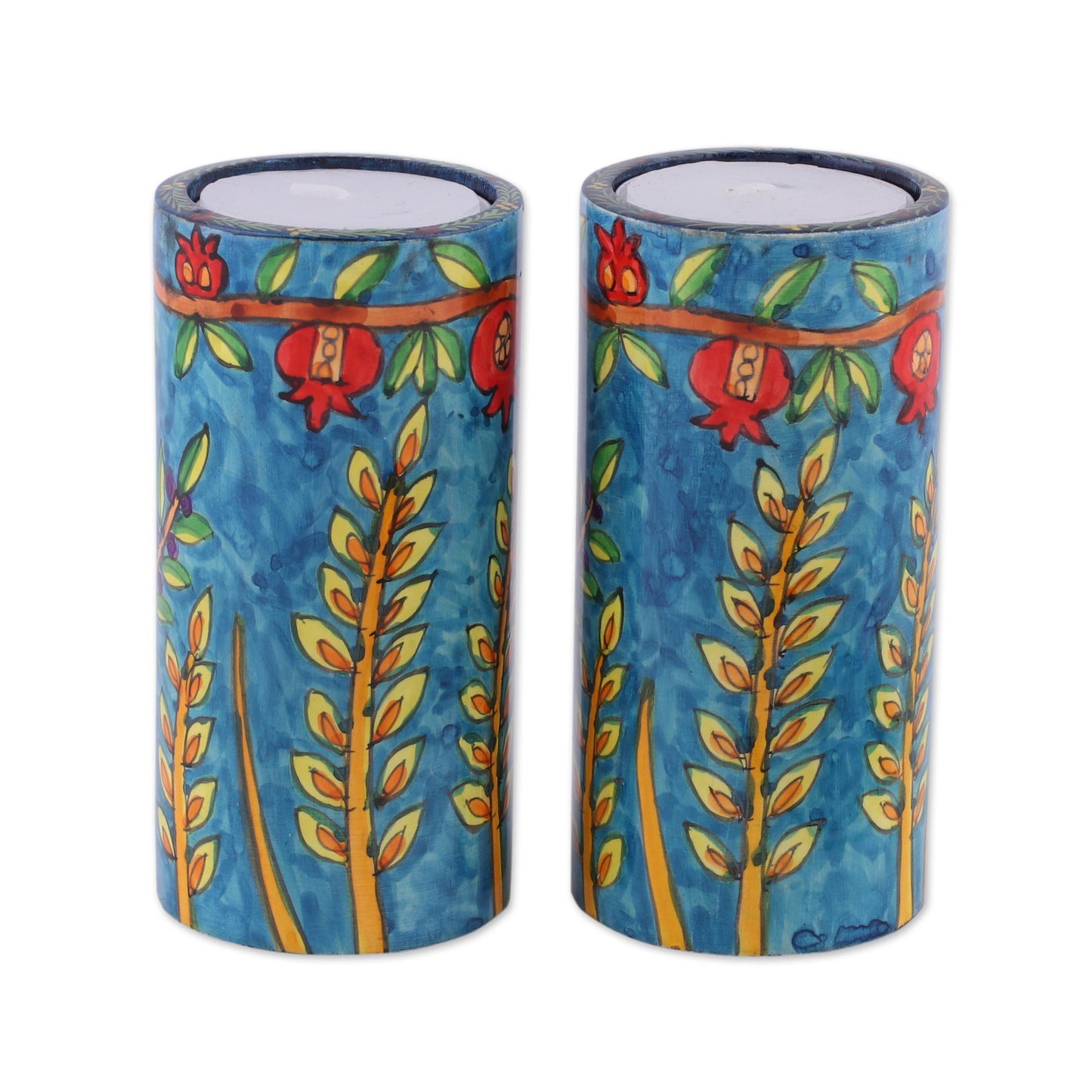 Canopy Beauty Two Nature-Themed Wood Tealight Holders from India