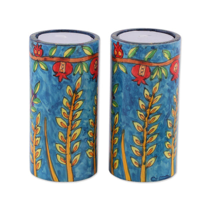 Canopy Beauty Two Nature-Themed Wood Tealight Holders from India