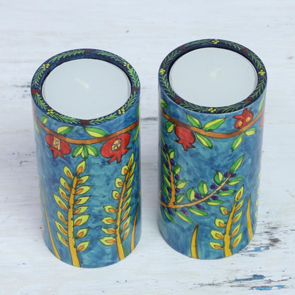 Canopy Beauty Two Nature-Themed Wood Tealight Holders from India