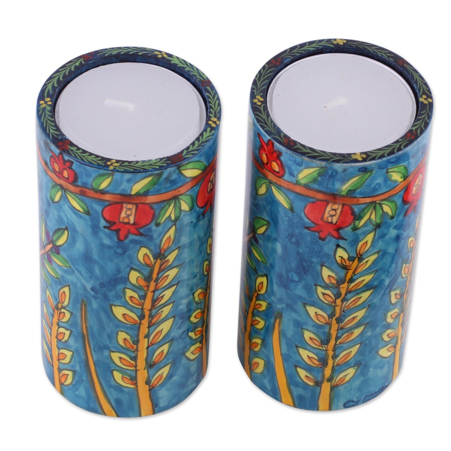 Canopy Beauty Two Nature-Themed Wood Tealight Holders from India