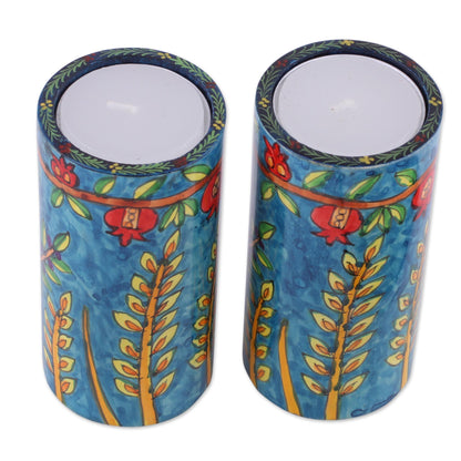 Canopy Beauty Two Nature-Themed Wood Tealight Holders from India